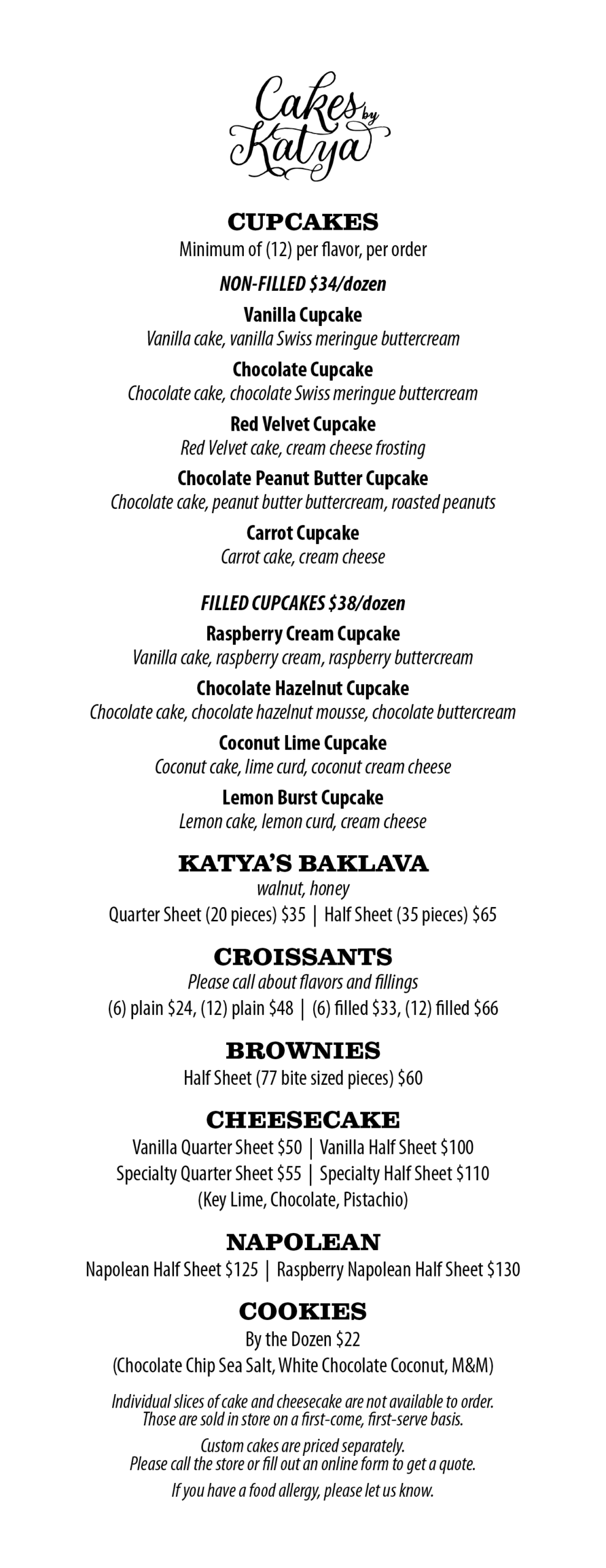 Cakes by Katya Menu Page 2
